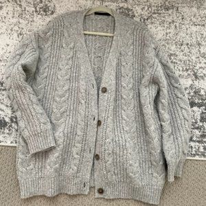 Jenni Kayne Cable Cocoon Cardigan Grey Size Small